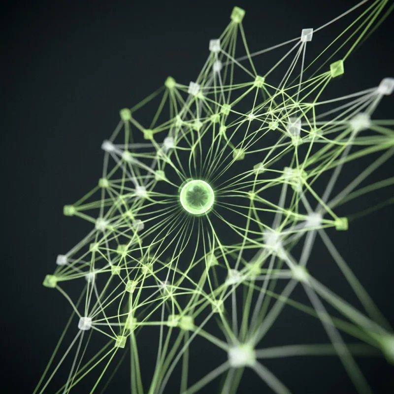Abstract network of glowing connections representing earned backlinks building domain authority