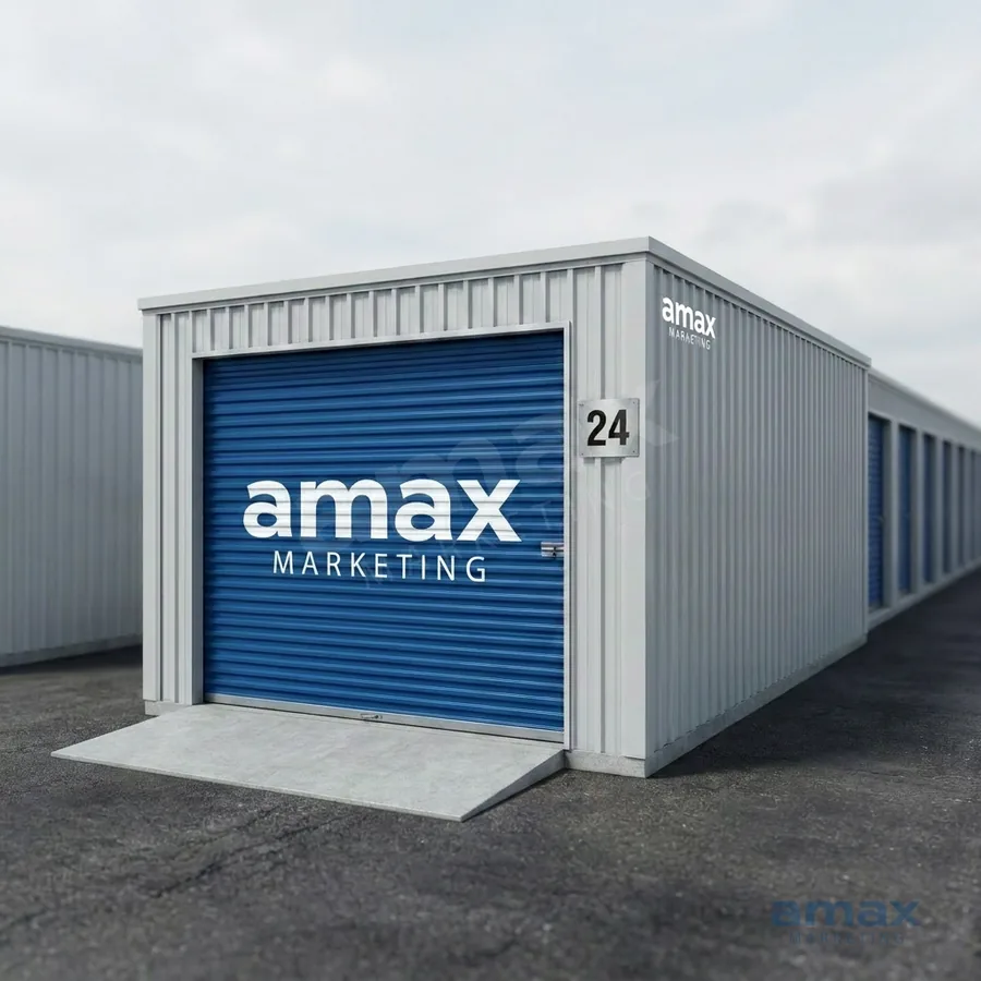 Drive-up storage unit shown in a real setting