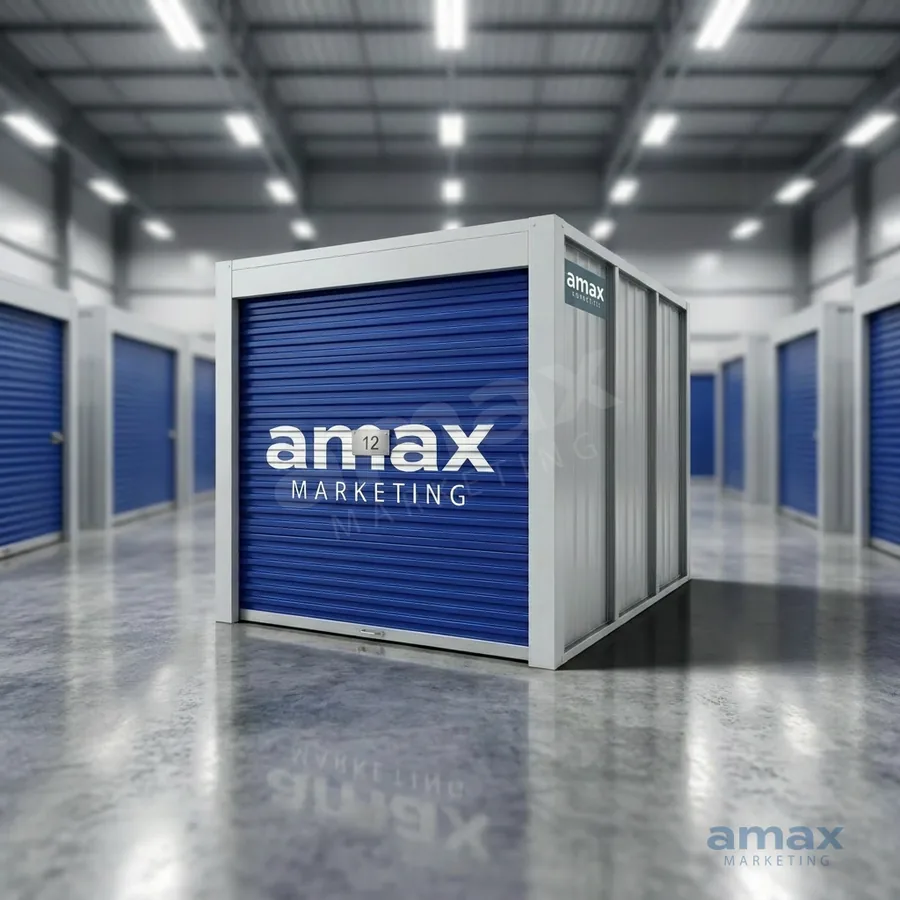 Indoor storage unit shown in a real setting